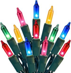 HISHINY Christmas Lights 100 Count Multicolor Christmas Tree String Lights with Green Wire for Outdoor Indoor Christmas Decorations Wedding Decorations Valentines Day Decor,UL Certified (21feet)