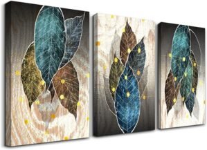 Abstract Canvas Wall Art For Living Room Family Wall Decor For Bedroom Kitchen Artwork Abstract Leaves Canvas Prints Painting Modern Office Decor Wall Pictures Bathroom Home Decor 12″ X 16″ 3 Piece