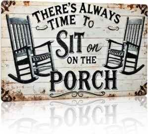 Porch Decor Metal Signs- Outside Decor for Porch Tin Signs Vintage 8×12 Inch