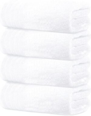 Tens Towels Pack of 4 Extra Large Bath Towels 30 x 60 Inches, 100% Cotton, Larger & Lighter Weight, Quicker to Dry, Super Soft and Absorbent, Perfect for Bathroom, White