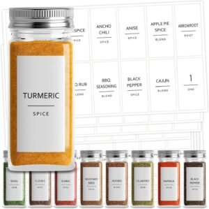 Talented Kitchen Spice Jar Labels – Minimalist Waterproof Kitchen Organization – Preprinted Spice Labels – Kitchen Pantry Organization Stickers – 140 Pack, 2.75 x 1.25 in, Black on White