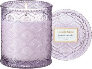 LA JOLIE MUSE Lavender Lilac Scented Candle for Home | Purple Jar Candle | Non Toxic Natural Soy | Relaxing Aromatherapy Candles | Luxury Gifts for Women | 40 Hrs