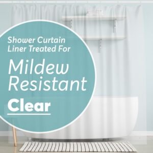 BigFoot Clear Shower Curtain – 72×72 Odorless Plastic with Magnets, Washable Long Bathroom Curtain – Premium PEVA Waterproof Bath Curtain, Rust-Proof Bathroom Essentials