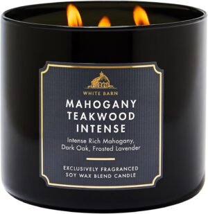 Bath & Body Works Mahogany Teakwood Intense 3-Wick Candle – Scented Candle for At-Home Use – Long-Lasting, Room-Filling Fragrance – High Fragrance Oil Concentration – Soy Wax Blend