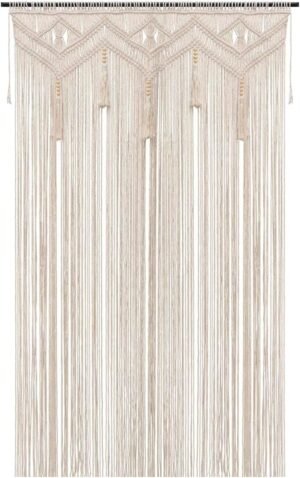 Boho Curtains for Bedroom Macrame for Windows Living Room Boho Decor Large Macrame Wall Hanging Beaded Curtain for Doorway Closet Curtains Wedding Backdrop, 1 Panel 52”W x 72”L