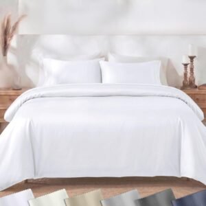 California Design Den 3 Pc White King Duvet Cover Set – Winner Good Housekeeping Best Bedding Awards 2025, 400 Thread Count Sateen, 100% Cotton Duvet Cover Set, Button Closure, Corner Ties – White