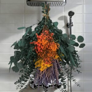 130 PCS Mixed Dried Real Preserved Eucalyptus Lavenders Bundles for Shower, 17″ Natural Shower Hanging Silver Dollar Eucalyptus Leaves Stems, for Home Spa, Bathroom & Wedding Decor