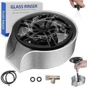 Glass Rinser for Kitchen Sink, High Pressure 360 Degree Rotating Glass Rinser with Pull-Out Spray Gun, Cup Washer Kitchen Sink Attachment
