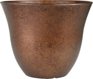 Classic Home and Garden by Growscape Honeysuckle Resin Planters – Lightweight Indoor & Outdoor Plant Pots – UV-Resistant Plastic Flower Pots – Pot Planters for Flowers & Herbs (15″ Distressed Copper)