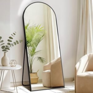 DUMOS Arched Full Length Mirror, 56″x21″ Full Body Floor Standing Mirror with Aluminum Frame and Shatter Proorf Nano Glass, Modern Wall Hanging Leaning for Living Room, Home Decor, Black