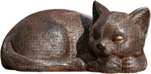Roman Garden – Bronze Sleeping Cat Statue, 3.5H, Collection, Resin and Stone, Decorative, Gift, Home Outdoor Decor, Durable, Long Lasting