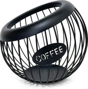 AIYICIII Coffee Pod Holder,K Cup Holders for Counter,Coffee Bar Accessories & Decor,Large Capacity Keurig K-cup Organizer, Nespresso Vertuo Station Organizer,Metal Pods Storage (Black)