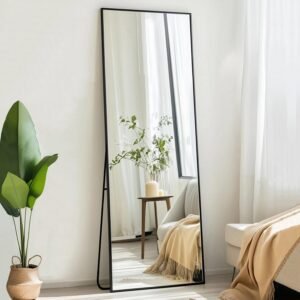 Sunniry Full Length Mirror 56×16 inch, Full Body Mirror with Aluminum Metal Frame, Standing Mirrors for Bedroom, Livingroom, Cloakroom, Hallway, Home Décor.