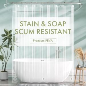 AmazerBath Shower Curtain Liner, 72×72 Clear Shower Curtain Liner, Waterproof Plastic Shower Liner, Cute Lightweight PEVA Shower Curtain for Bathroom with 3 Magnets and 12 Rustproof Metal Grommets