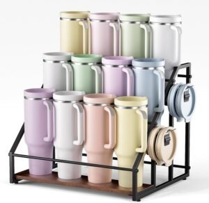 MOJOHAND Water Bottle Organizer for Full Stanley and Others’ Large Tumbler Organization, Pantry Kitchen Organizers and Storage for Cup Accessories, Water Bottle Holder Wine Rack – 3 Tier Hold 12
