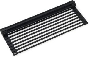 Kraus Multipurpose Workstation Sink Roll-Up Dish Drying Rack, Colander and Trivet in Black, KRM-11BL