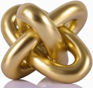 Golden Knot Statue, Three Knot Sculpture Home Decor Accents, Knot Sculptures and Statues for Rustic Coffee Table Living Room Dining Table Entryway Entrance Shelf Small Decorations and Accessories