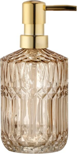 YunNasi Soap Dispenser with Pump, Refillable Liquid Hand Soap Dish Soap Dispensers for Bathroom Counter, Kitchen Sink (Amber)