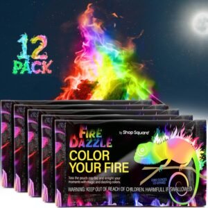 Fire Dazzle Fire Color Changing Packets for Fire Pit – 12 Pack Color Packets, Flame Changer for Fire Pit and Campfires – Camping Games Accessories for Kids and Adults