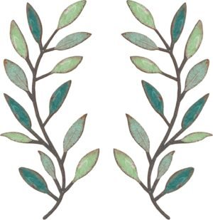 Zhengmy 2 Pieces Metal Tree Leaf Wall Decor Vine Olive Branch Leaf Wall Art Living Room, Hallway Wall Decor Outdoor Decoration(Gradient Green)