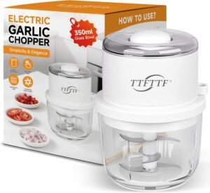 Electric Garlic Chopper, 350ML Glass Bowl Mini Food Processor, Portable Veggie Chopper Onion Garlic Grinder, Wireless Blender for Ginger, Chili, Fruit, Meat, etc