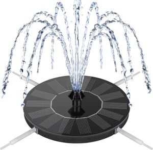 Mademax Solar Bird Bath Fountains, Upgrade 1.4W Solar Fountain Pump with 8 Nozzles & 4 Brackets, Free Standing Floating Solar Powered Water Fountain Pump for Bird Bath, Garden, Pond, Pool, Outdoor
