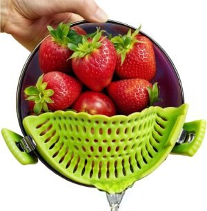 Performore Compact Universal Silicone Snap-On Pot Strainer | Heat-Resistant Clip-On Food Colander | BPA-Free Pasta, Vegetable & Soup Drainer | Dishwasher Safe Kitchen Tool