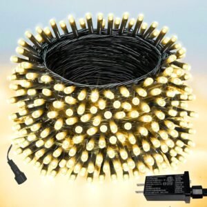 Upgraded 75.8 FT 200 LED Christmas String Lights Outdoor/Indoor, Timer & Memory Function & 8 Modes, Extendable Green Wire Waterproof Fairy String Lights for Xmas Tree Holiday Party Garden (Warm White)