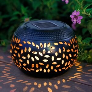 JMEXSUSS Solar Lanterns Outdoor Waterproof, Gifts for Women Mom Grandma, Outdoor Solar Lanterns for Porch Table Outside Patio Garden Camping Yard Wedding, Black