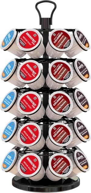 BLACKSMITH FAMILY 40 Pods Capacity Very Easy Assembly K Cup Holders,K Cup Holder, K Cups Holder,K Cup Carousel, Coffee Pods Holder Storage Organizer Stand