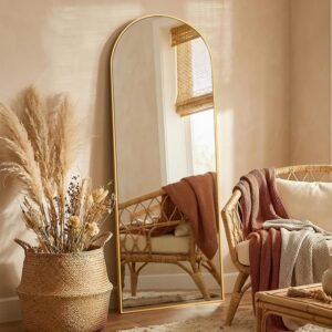 Mirror Full Length, 71 x 26 Inches Floor Mirror with Stand, XX-Large Arch Gold Mirrors for Bedroom, Dressing Room, Home Decor, Gold