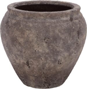 SAFAVIEH Outdoor – Ramsey Planter Pot with Drainage – Antique Brown Ficonstone Cement – Weather Resistant – Ideal for Patio, Garden, Backyard, 14.2″ Wx 14.2″ D x 13″ H (PAT1553A)