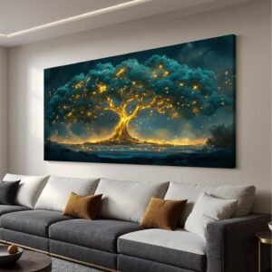 Canvas Wall Art Decor Artwork for Walls Green Wall Art Decor Tree of Life Wall Art for Living Room Wall Art Paintings Prints Gold Tree Wall Decor Art Art Work for Room Home Office Wall Decor 24″ X 48″