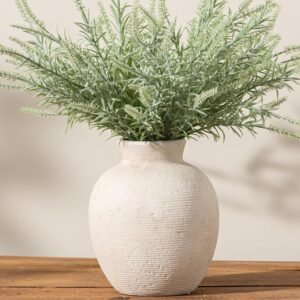 Vanselia Ceramic Flower Vase Home Decor – Farmhouse Table Vases Rustic Vintage Living Room Kitchen Bedroom Decorations for House Book Shelf Office Coffee Desk Dining Fireplace (7.4″ Rustic)