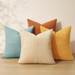 Topfinel Decorative Teal Orange Throw Pillow Covers Set of 4,Boho Pillow Covers Soft and Cozy Velvet Double-Sided Designs,Mix and Match for Couch Boho Farmhouse Fall Home Decor 18×18 Inch