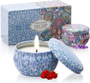 2 Pack Scented Candles, 2.5 oz Aromatherapy Candles for Home Scented, Natural Soy Candles with Floral Scents, Portable Small Jar Candle Set for Travel, Spa, Bath, Yoga, Home Decor Candle