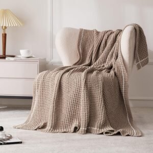 WESHIONGOO Throw Blanket for Couch Soft Knit Throw Blanket with Chenille Yarn Non-Shedding, Chenille Blanket for Living Room Bed Sofa (Coffee Brown, 50″*60″)