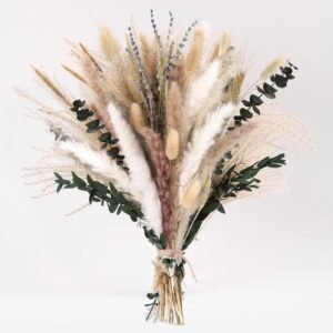Bpole Dried Pampas Grass Bouquet – 92 Pcs 11-13 inch Pampas Grass Decor with Bunny Tails,Eucalyptus & Lavender Dried Boho Flowers for Vase Wedding Home Table Decor,Rustic Farmhouse Party