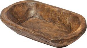 MAINEVENT Decorative Bowl Home Decor Approx 10 Inch, Hand Crafted Spanish Oak Wooden Dough Bowl Decor, Table Centerpiece Made in USA