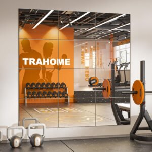TRAHOME Wall Mirror Tiles, 16″x12″x12PCS Full Length Home Gym Mirror for Garage, Bedroom, Living Room, Over The Door