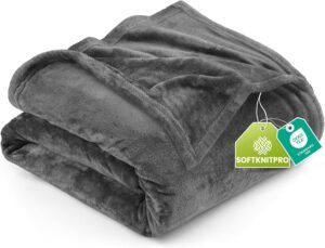 Utopia Bedding Fleece Blanket Queen Size Grey (90×90 Inches) Ultra Soft Warm Lightweight Microfiber Breathable Anti-Static Cozy Bed Blanket for Fathers Day, All-Season Home Decor Gift for Husband, Men
