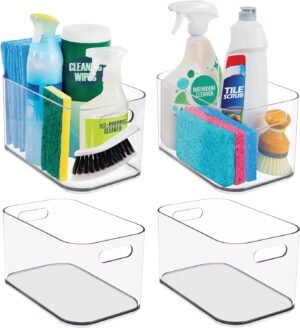 STORi Bliss 10″ x 6″ Open Clear Pantry Organizer Bin, Set of 4, Plastic Containers with Handle for Kitchen, Fridge, Cabinet, Closet, Bathroom, Undersink Storage Made in USA