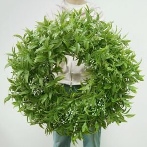26 Inch Large Boxwoods Wreaths for Front Door Artificial Green Eucalyptus Leaves Greenery Indoor Outdoor Wreath Home Decor Porch Window Wall Farmhouse Door Decorations Spring Summer All Season