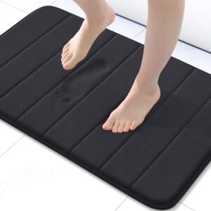 Buganda Memory Foam Bath Mat, 30″ x 20″, Ultra Soft and Non-Slip Bathroom Rugs, Water Absorbent and Machine Washable Bath Rug for Bathroom, Shower, and Tub, Black