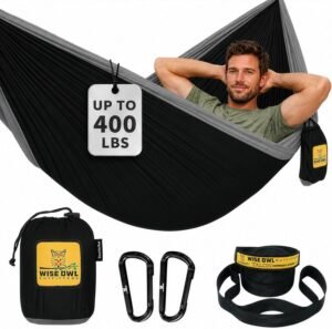 Wise Owl Outfitters Camping Hammock – up to 500lbs Portable Hammock with Tree Straps – Travel, Backpacking, Hiking, Outdoors Camping Gear – Single or Double