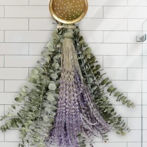 120 PCS Dried Eucalyptus Stems & Lavender Flowers Bundle for Shower, 17” Natural Real Eucalyptus Leaves Greenery Hanging & Lavender Shower Plant, Fragrance, Decor