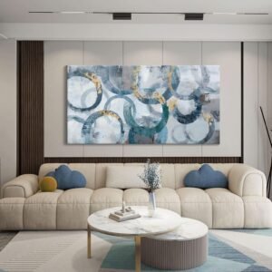 Mofutinpo Abstract Canvas Wall Art for Living Room, Modern Minimalist Wall Pictures Painting – Blue and Teal Room Decorations, cliques Framed Wall Art for Bedroom Office Artwork 20×40IN