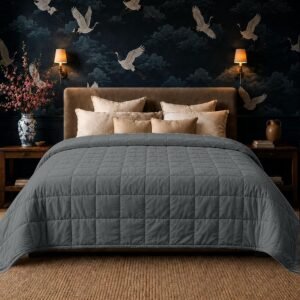 HomeSmart 50lbs Weighted Blanket Queen Size – Heavy Pressure, Ultra Soft Hypoallergenic Fabric – The Heaviest Weighted Blanket, 88×88, Grey