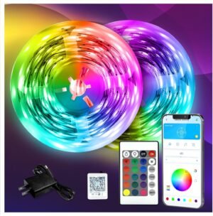 DAYBETTER LED Strip Lights 130ft Lights Strip for Bedroom, Desk, Indoor Room Bedroom Brithday Gifts RGB Decor with Remote and 24V Power Supply