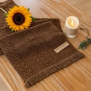 Keketoarrange Boho Brown Table Runner for Home Decor 13×48 Inches Farmhouse Small Macrame Woven Burlap Jute Rustic Coffee Table Runner Dresser Scarf Dining Kitchen Centerpiece Bohemian Decor